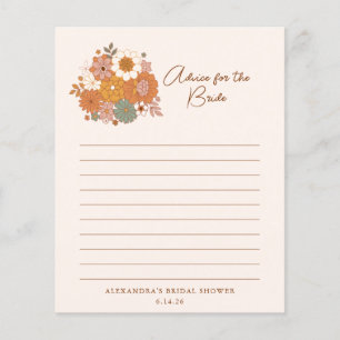 Cute Boho Retro Floral Bridal Shower Advice Bride