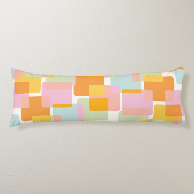 Cute Boho Retro Pastel Geometric Shape Art Body Cushion (Front)
