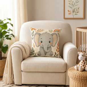 Cute Boho Safari Elephant Nursery Cushion