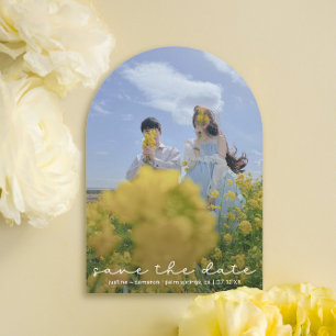 Cute Boho Script Modern Save The Date Card