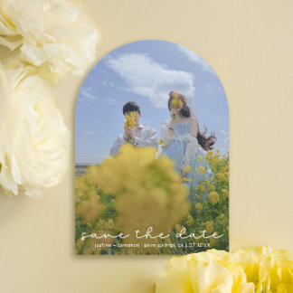 Cute Boho Script Modern Save The Date Card