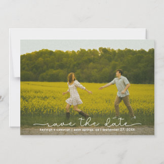 Cute Boho Script Photo Save The Date Magnetic Card