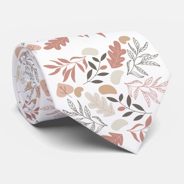Cute Boho Seamless Leaves Pattern Tie (Rolled)