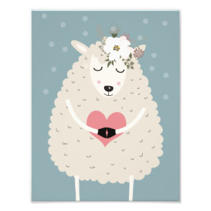 Cute Boho Sheep Nursery Decor Artwork Poster