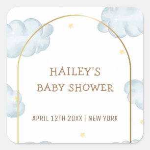 Cute Boho Star Cloud Arch Boy Baby Shower Square Sticker
