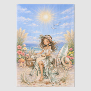 Cute Boho Style Girly Beach Scene Decoupage Tissue Paper