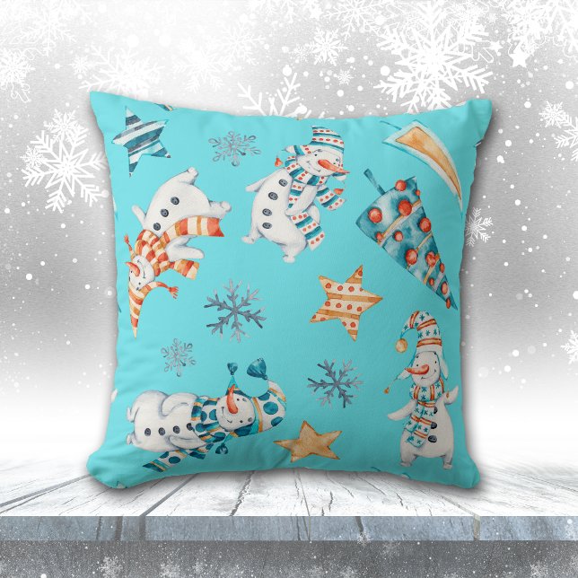 Cute Boho Style Snowmen Pattern Cushion (Creator Uploaded)