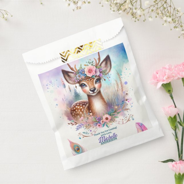 Cute Boho Watercolor Woodland Deer Birthday Party Favour Bag (Sealed)