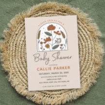 Cute Boho Wildflower Baby Shower Invitation