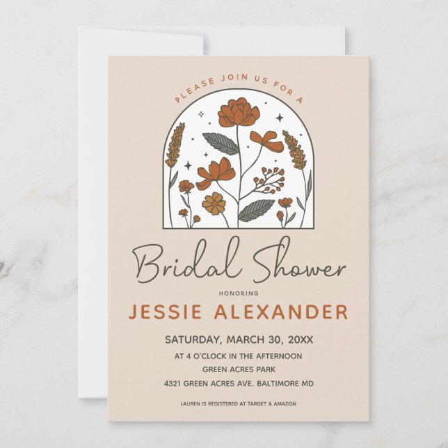Cute Boho Wildflower Bridal Shower Invitation (Front)