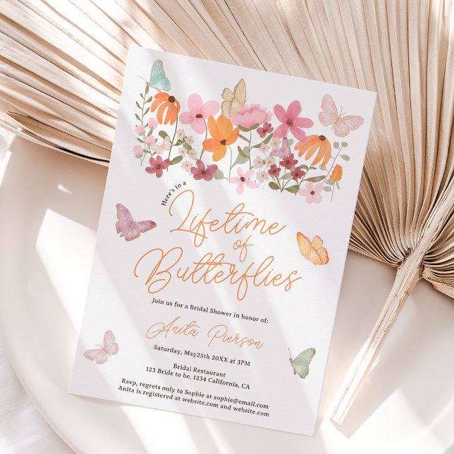 Cute boho wildflowers butterflies bridal shower invitation (Cute boho wildflowers butterflies bridal shower invitation)