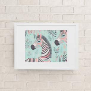 Cute Boho Zebra Animal Safari Baby Room Wall Art