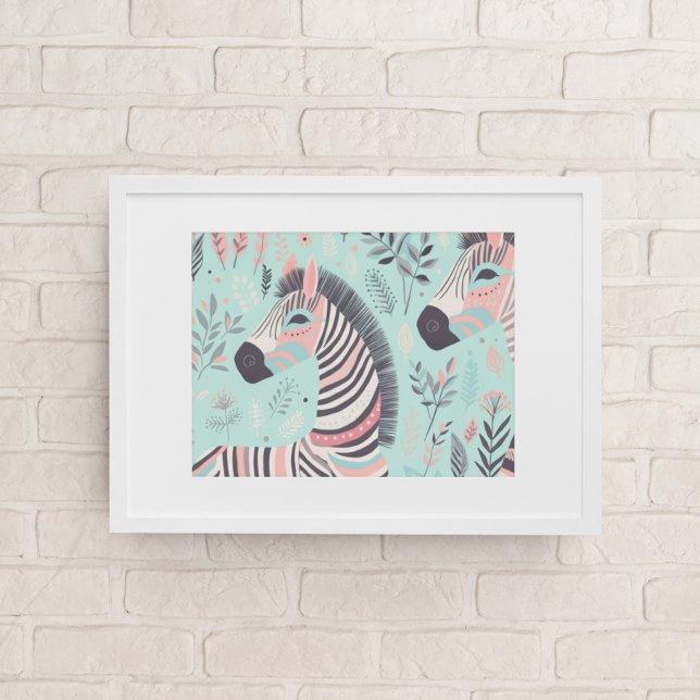 Cute Boho Zebra Animal Safari Baby Room Wall Art (Creator Uploaded)