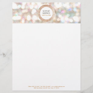 Cute Bokeh and Rose Gold Sequin Event Planner Letterhead
