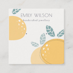 Cute Bold Abstract Fruity Lemon Earring Display Square Business Card