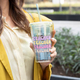 Cute & Bold Groovy Teacher Acrylic Tumbler