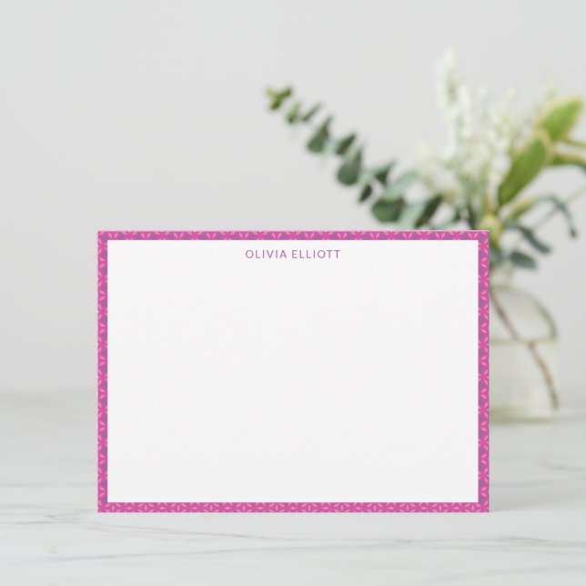 Cute Bold Modern Purple Personalised Stationery Card (Standing Front)