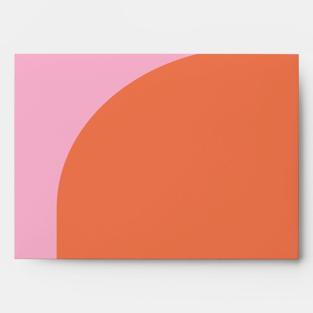 Cute Bold Pink Orange Colour Block Arch Unique Envelope (Front)