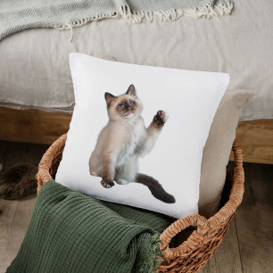 Cute Bold Siamese Cat Custom Decor Gift White  Cushion