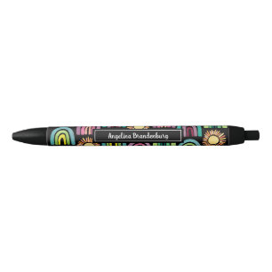 Cute Bold Suns & Rainbows Back to School Kids Black Ink Pen