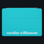 Cute Bold Turquoise Solid Colour Personalised Name iPad Pro Cover<br><div class="desc">Cute Bold Turquoise Solid Colour Personalised Name iPad Pro Cover</div>