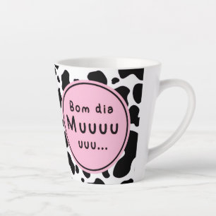 Cute “Bom Dia Muuuuu” Kawaii Cow Design Latte Mug