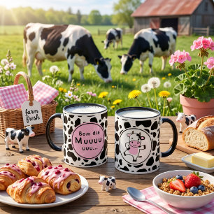 Cute “Bom Dia Muuuuu” Kawaii Cow Design Mug