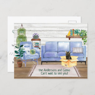 Cute Bombay Cosy New Home Address Announcement Postcard