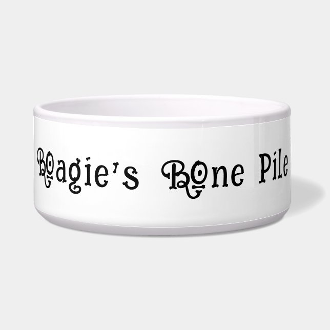 Cute Bone Text Black & White Personalised Pet (Front)
