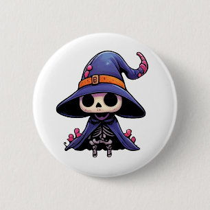 Cute Bone Witch Button – Gothic Kawaii Pin for Bac