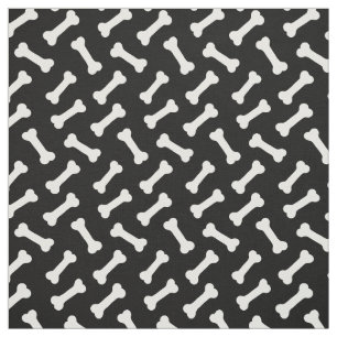 Cute Bones Pattern Black and White Fabric