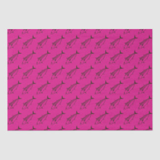 Cute Bonito Fish in Deep Maroon on Hot Pink Tissue Paper
