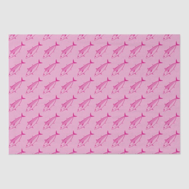 Cute Bonito Fish in Hot Pink on Pastel Pink Tissue Paper (Front)