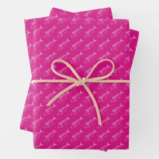Cute Bonito in Pastel Pink on Hot Pink in Small Wrapping Paper Sheet (In situ)
