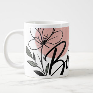 Cute Bonjour Floral Typography Coffee Mug
