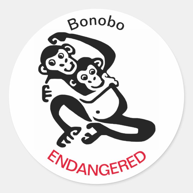 Cute -BONOBO -Endangered  chimpanzee -Wildlife Classic Round Sticker (Front)