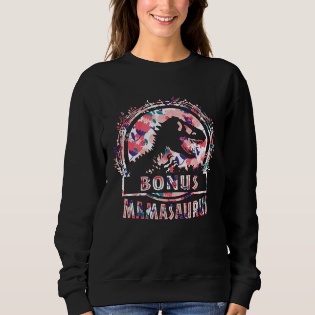 Cute Bonus Mama Saurus Rex Mamasaurus Stepmom Moth Sweatshirt (Front)