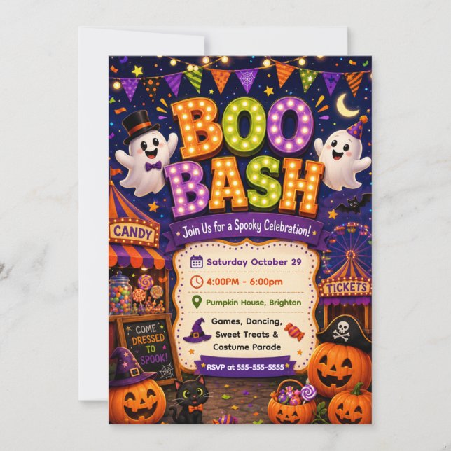 Cute Boo Bash Spooky Celebration Invitation (Front)