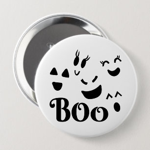 Cute BOO Black and White Halloween Ghost 10 Cm Round Badge