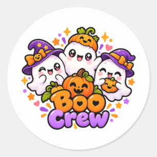 Cute Boo Crew Ghosts Halloween Sticker