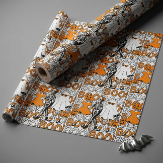 Cute Boo Crew Halloween Friends Wrapping Paper