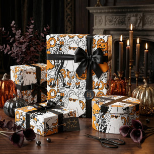 Cute Boo Crew Halloween Friends Wrapping Paper