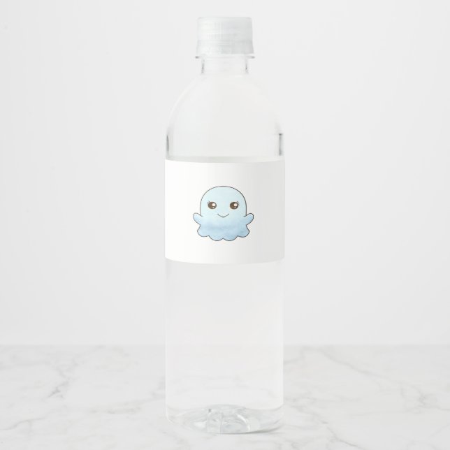 Cute Boo Design Trendy Unique Water Bottle Label (Front)