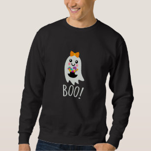 Cute Boo Ghost brings sweets for Halloween Sweatshirt