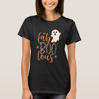 Cute Boo Ghost Fab Boo Lous Leopard Happy Hallowee T-Shirt