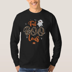 Cute Boo Ghost Halloween Fab Boo Lous Leopard T-Shirt