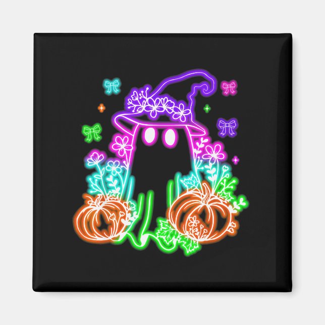 Cute Boo Halloween Ghost Witch Pumpkin Trendy Hall Magnet (Front)