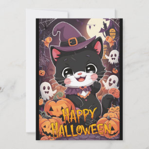 Cute Boo Happy Halloween  Holiday Card