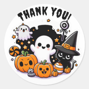Cute Boo in Halloween themed birthday Classic Round Sticker