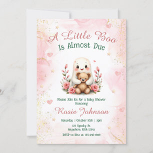 Cute Boo is Due Custom Fall Girl Pink Baby Shower Invitation